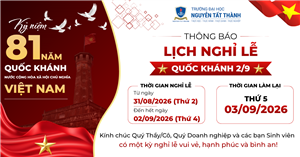 [THÔNG BÁO] Về việc nghỉ Lễ Quốc Khánh 02/9 năm 2026
